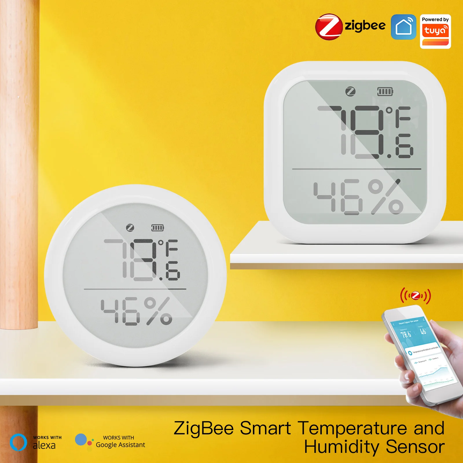 

Умный термометр-гигрометр для ZigBee, цифровой измеритель температуры и влажности с ЖК-дисплеем и приложением для дистанционного управления