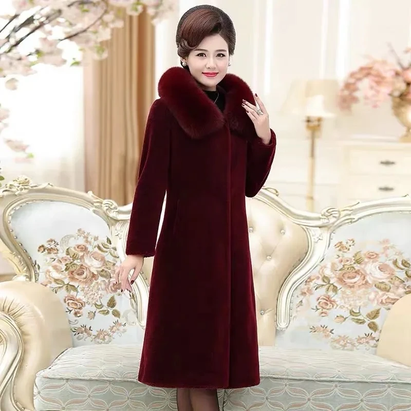 

Sheep Shearing Jacket Women 202 Winter New Versatile Casual Woolen Coat Female Large Size Hooded Long Fox Fur Collar Outerwear