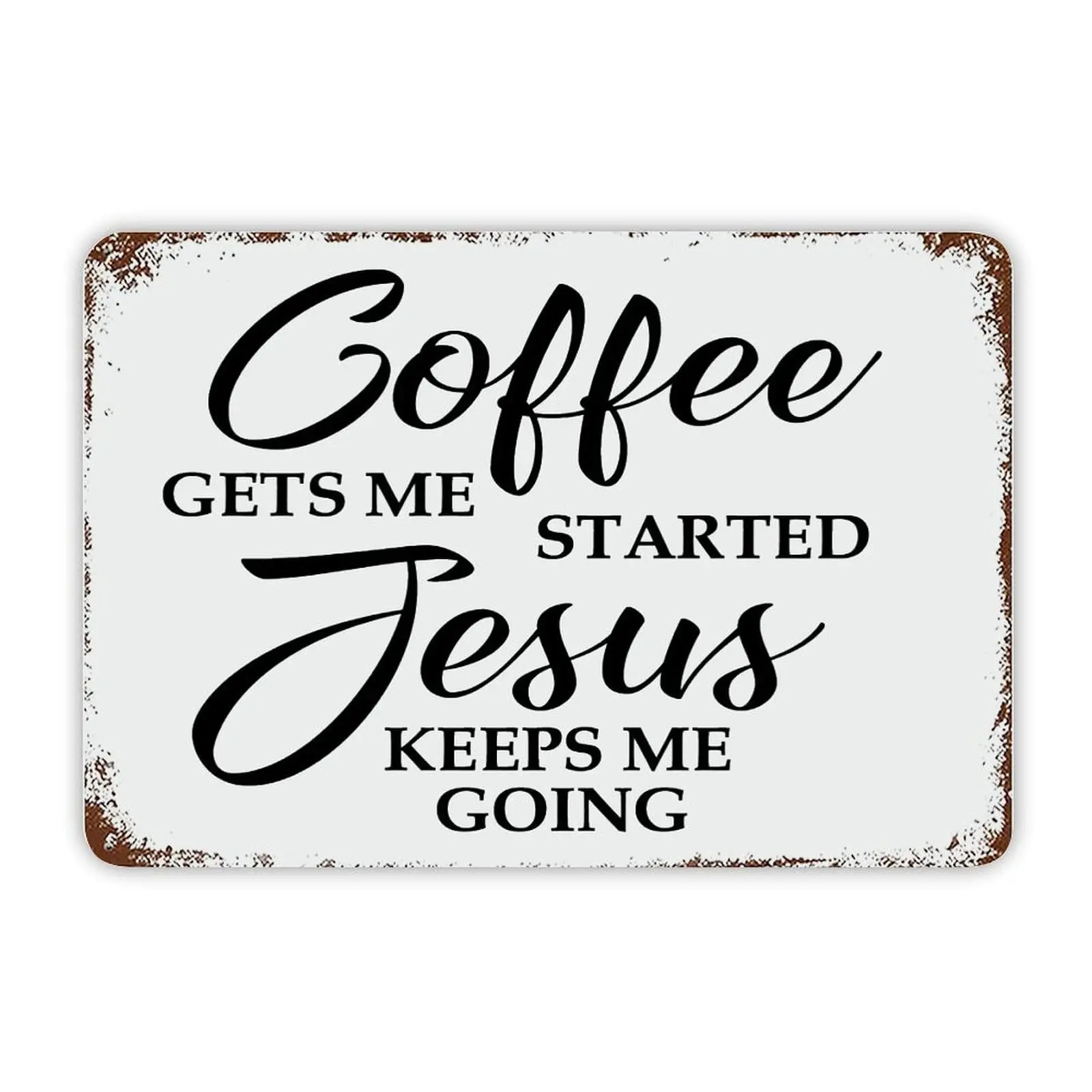 Мотивационные принты оловянный знак кофе меня начинает Иисус держит меня в движении металлический налет семья Висячие настенные художественные знаки Ретро Cafs B