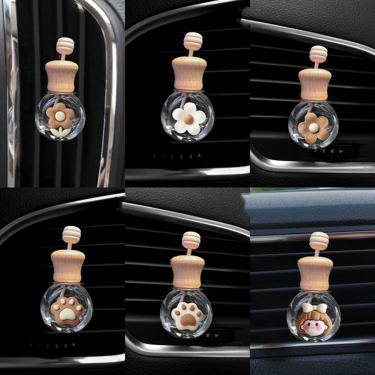 Car Fragrance Empty Glass Bottle Cute Car Air Freshener Bottle Perfume