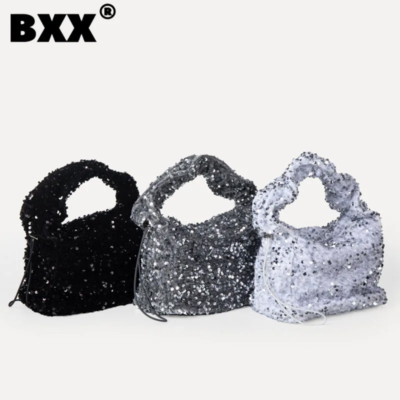 

[BXX] Nylon Sequined Single Shoulder Handbags For Wommen Small And Exquisite Solid Versatile Portable Bag Summer 2023 New 8CY344