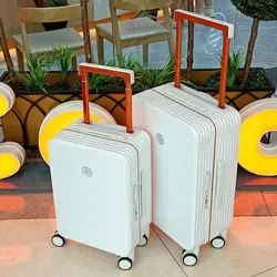 Fashion aluminum frame travel luggage men women's wide trolley suitcase 20/22/24/26 inch white suitcase men TSA password case