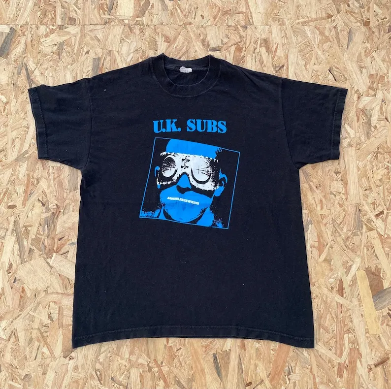 Rare Vintage Uk Subs Un Altro Tipo Di Blues Punk Band Tour T Shirt The Clash Sed Pistole Gbh Misfits Usato