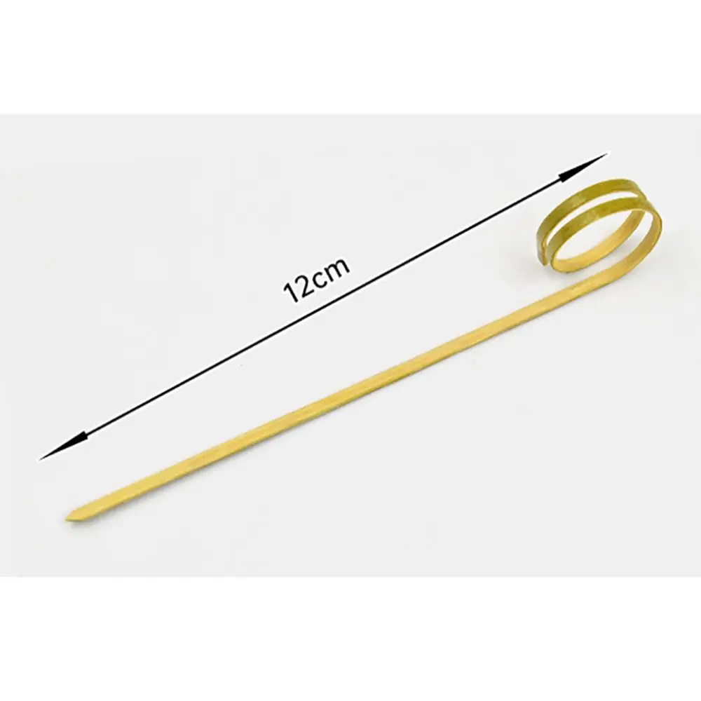 100Pcs Disposable Bamboo Tie Picks Bamboo Knot Skewers Food Picks With Twisted Ends Food Fruit Fork Sticks Cocktail