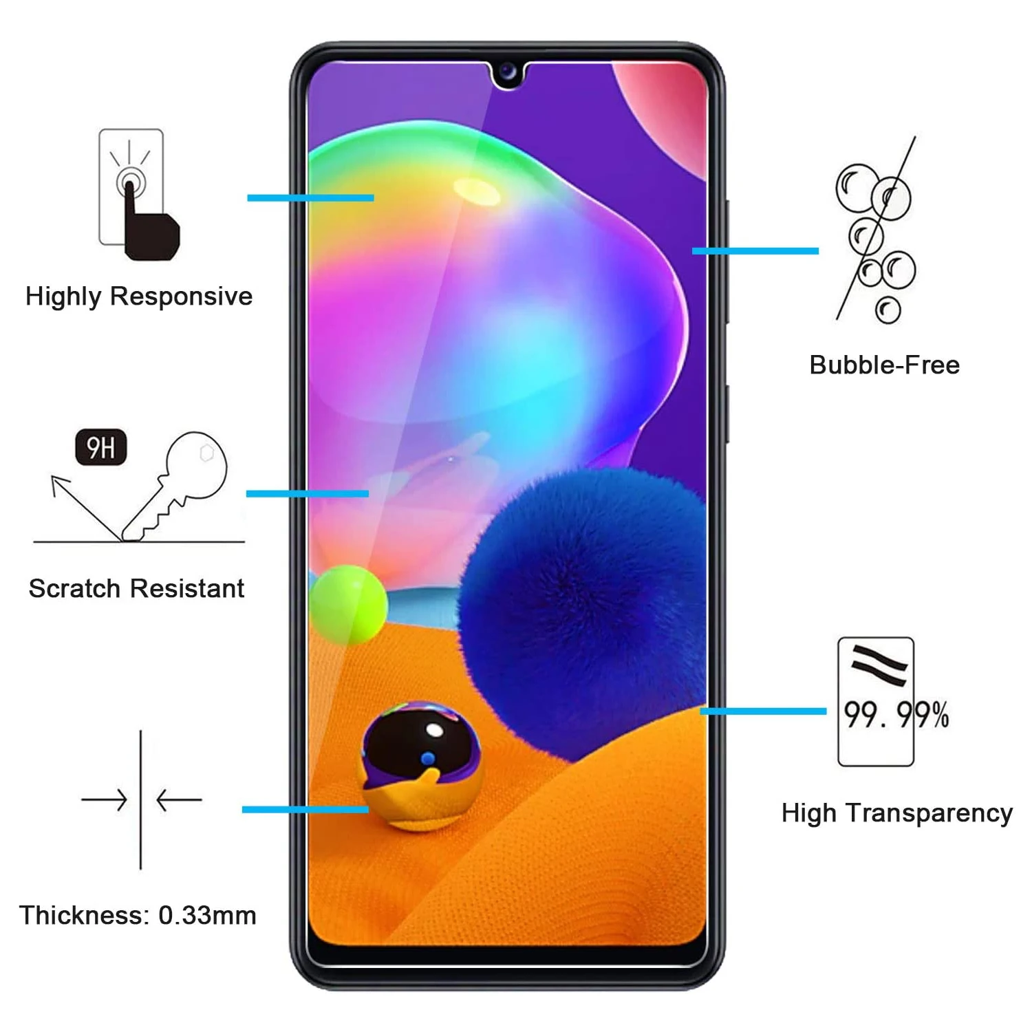 Premium HD Tempered Glass Screen Protector (2/4 Pack) - 9H Hardness