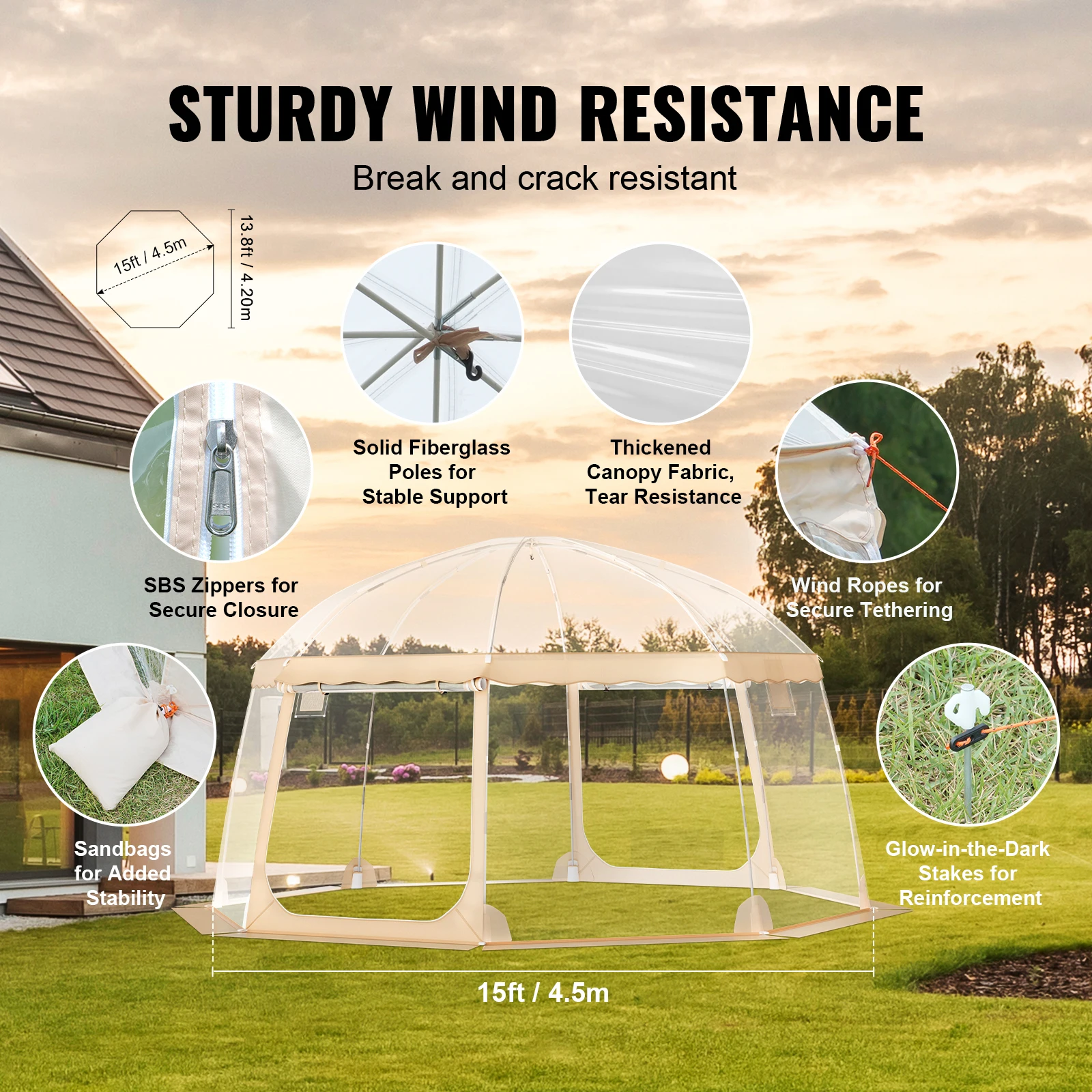 Bubble Tent Pop-Up Weatherproof Sports 50 6