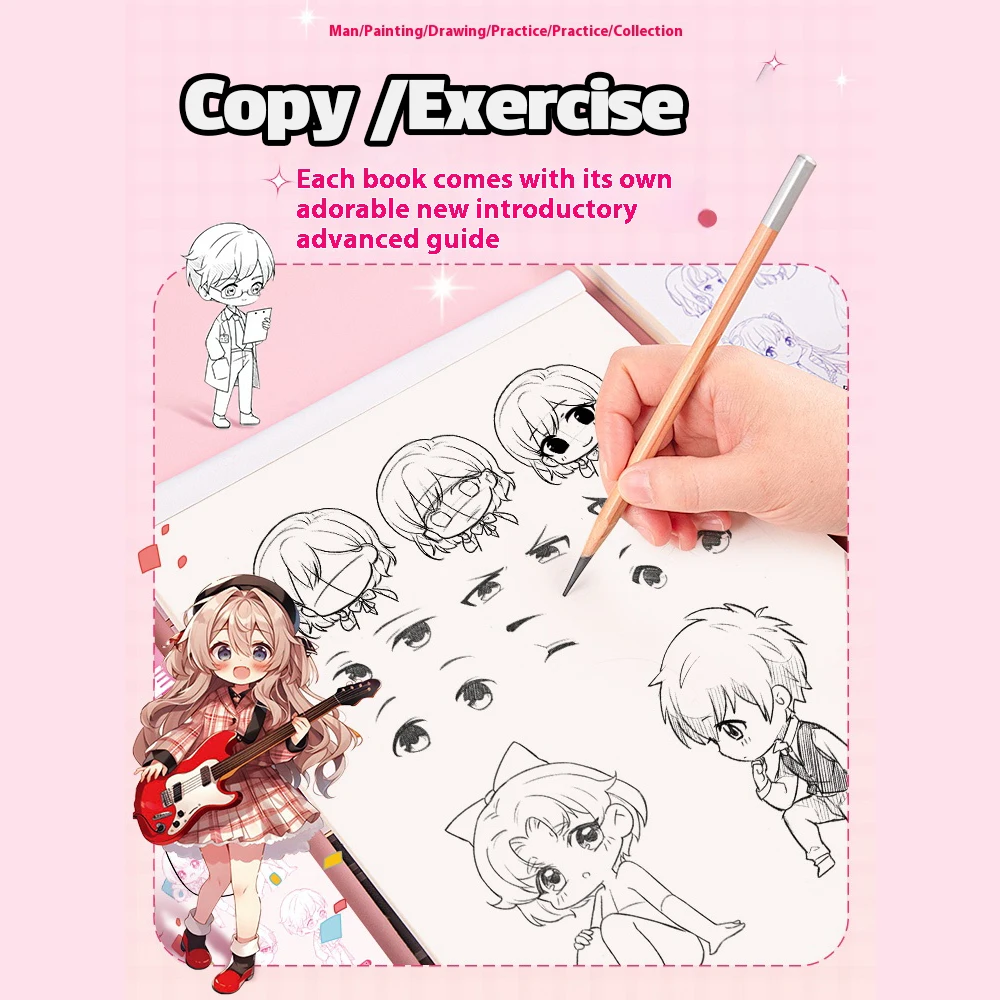 3/12Pcs Anime Sketchbook for Students Copy Practice Line Draft Adult Coloring Book 72 Pages Art Comic Manga Drawing Sketch Book 2
