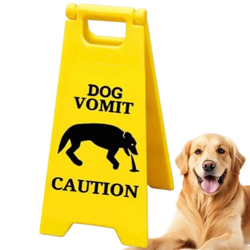 New Funny Cat Vomit Sign Bright Yellow Gift Dog Vomit Sign Yard Warning Signs Humorous Cat Decorations Crafts Pets supplies