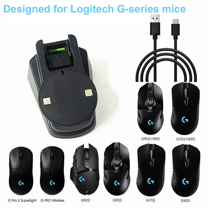 DeathAdder Viper Ultimate, Viper V2, GPW,G502 Wireless,G703, G903 HERO 마우스와 호환되는 충전 도크 모듈 부품