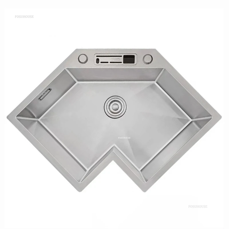 Modern Small Apartment Special Washing Sink L-shaped Stainless Steel Corner Kitchen Sinks Large Single Sink Kitchen Accessories 3