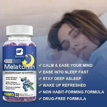 B BEWORTHS Blueberry Melatonin 10mg Gummies Sleeping Creative for Sleep Sleeping Pills Melatonin for Sleep Relaxing For Adult 5