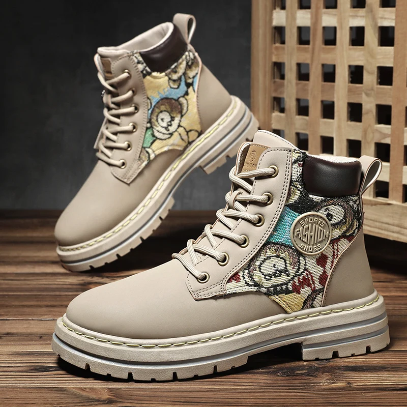 Leather Boots Mens Leather Boots Luxury Warm Fur Ankle for Winter