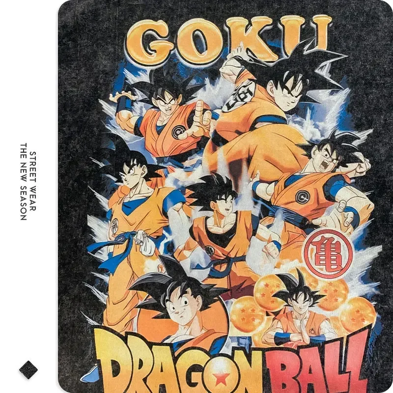 Vintage Washed Anime Dragon T-Shirt Retro Manga Design