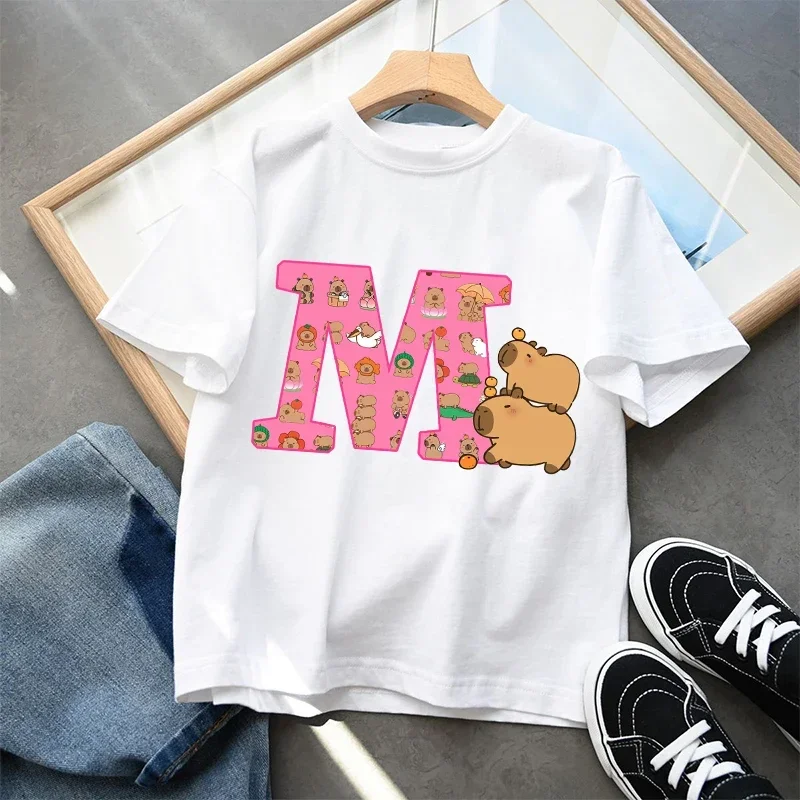 Adorable Capybara Kids T-Shirt - Cute Cartoon Design Cotton Tee