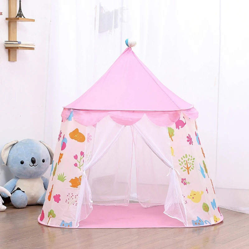 

Kid Teepee Tent House For Game Room Kids Outdoor Game Summer Children's Tent Princess Castle Tent Portable Foldable Gift