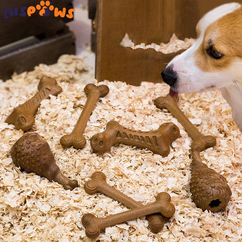Durable Dog Chew Toy with Food Hole Natural Wood Flour Interactive Pet Bone for Medium Small Dogs Puppy Non-Toxic Grade |