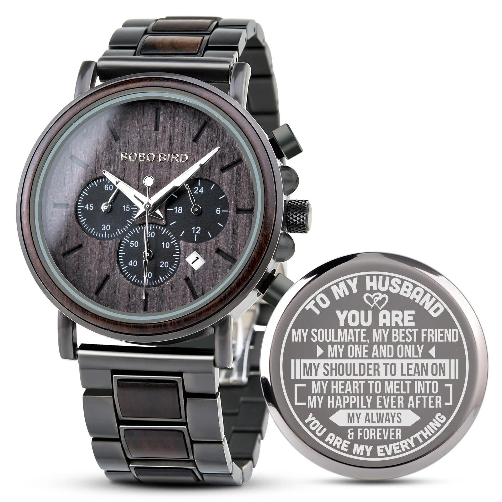 

Часы мужские деревянные кварцевые с гравировкой, под заказ