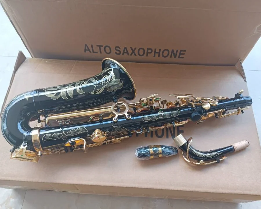 New Alto Saxophone Eb Black gold key E Flat Sax With Case Mouthpiece Professional musical instrument