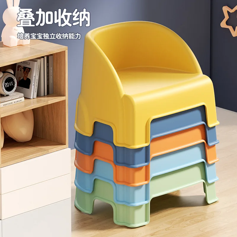 Portable chairs for kids Space saving furniture Kindergarten Plastic chair for kids Antislip desk chair girls Children