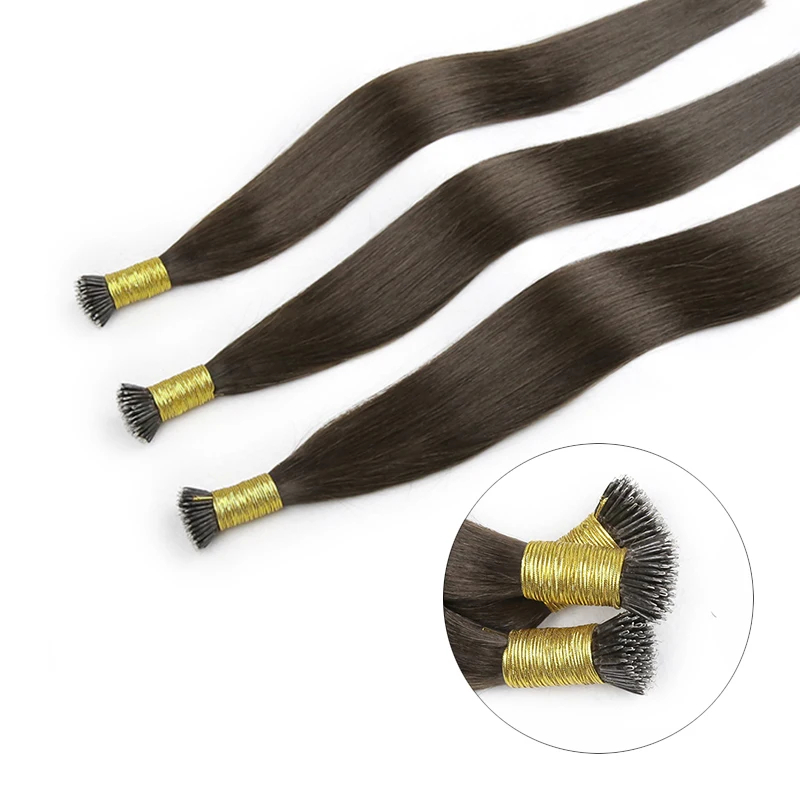 Nano Ring Hair Extensions Original Raw Virgin Human Hair for Women Straight Micro Beads Ring Hairpieces Pre Bonded Natural Color