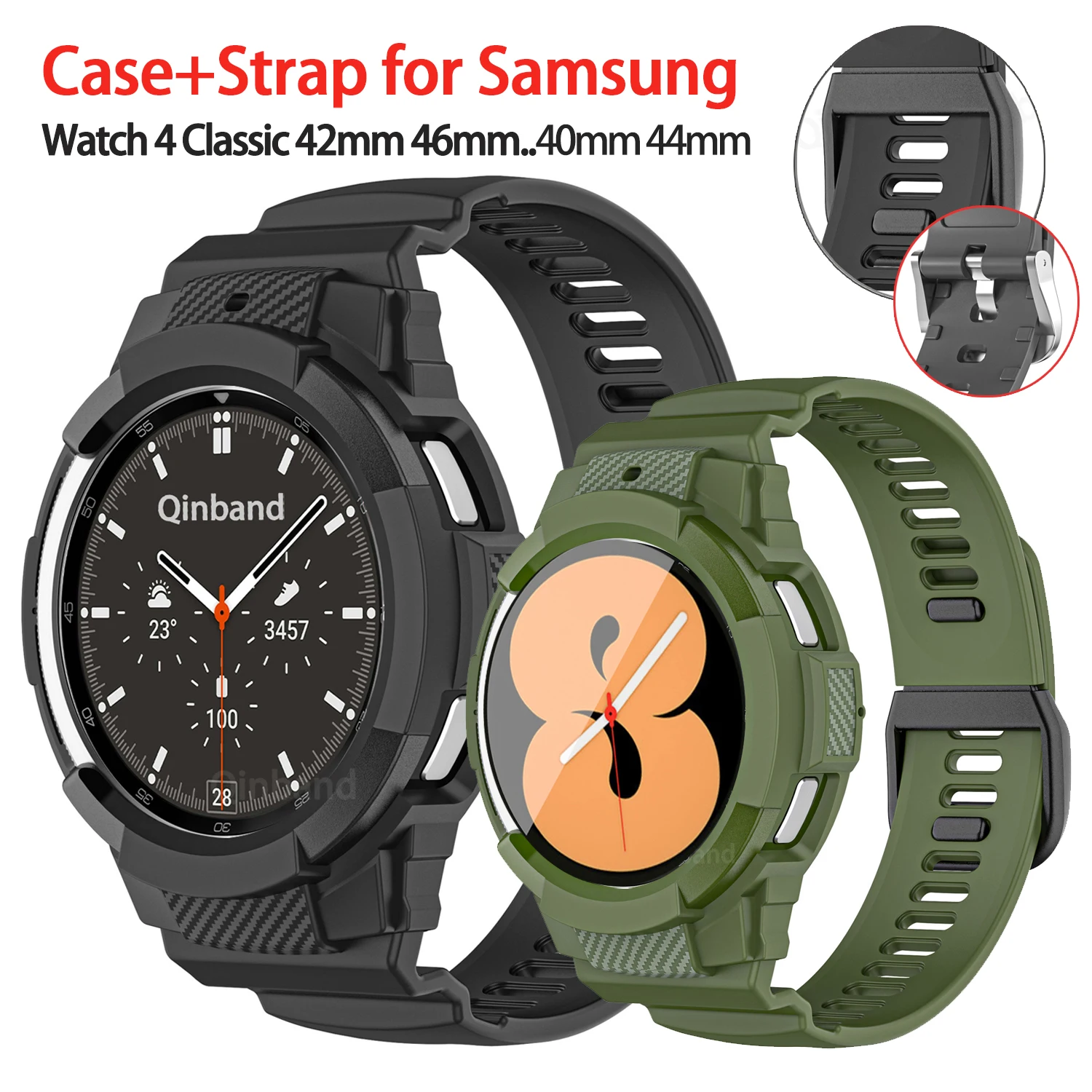 Strap For Samsung Galaxy Watch 4 Classic 46mm 42mm Protective Shell No