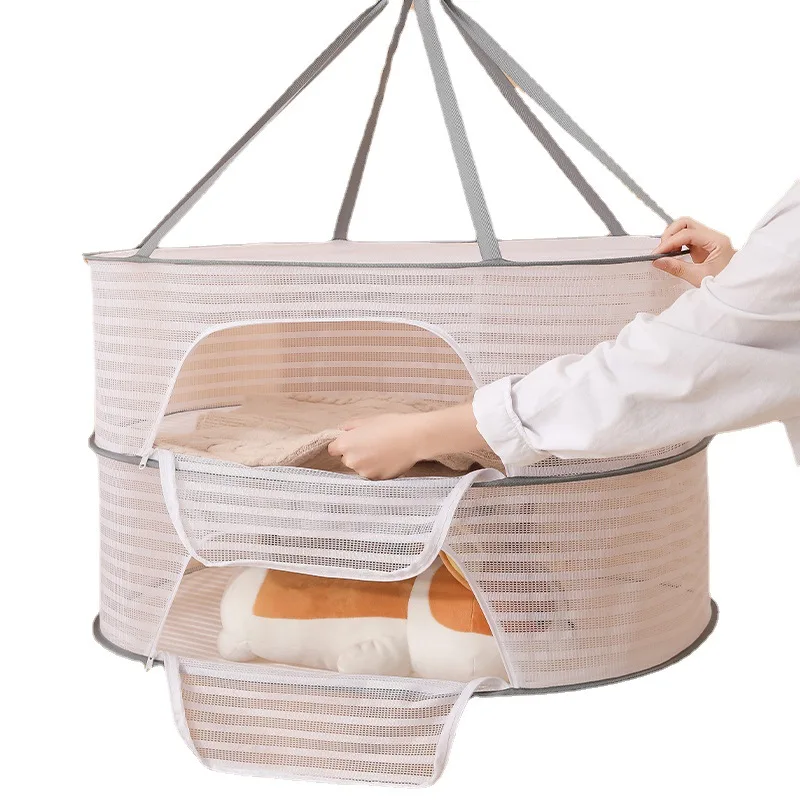 Folding clothes drying net Flat drying net pocket with zipper Folding fishing net Non toxic polyester net 3
