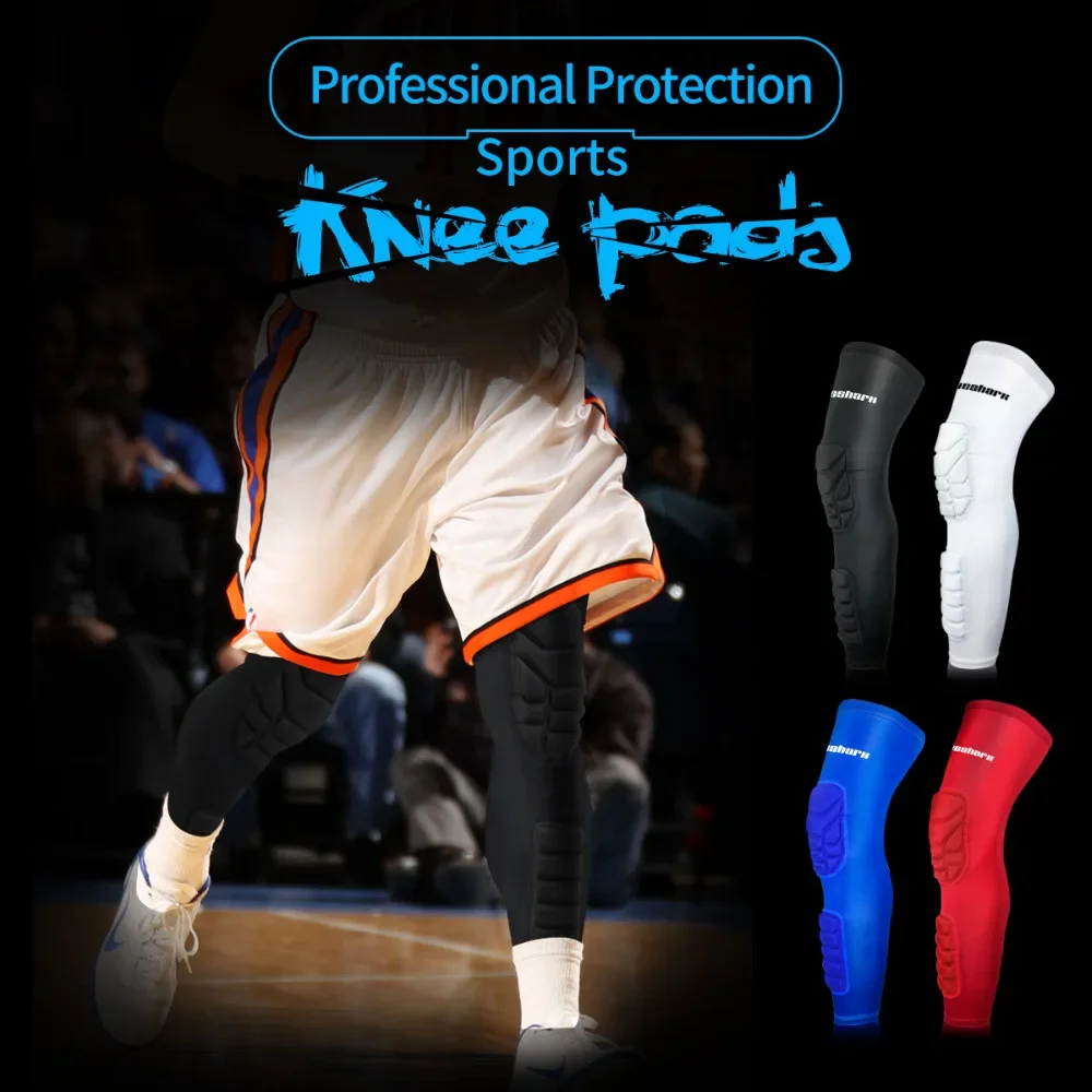 Compression MTB Knee Pads 1 Pair Honeycomb Long Basketball Leg Sleeve Men Women Teens Sport Calf Knee Brace Soccer Gym Leggings For Knee Pad Knee Brace