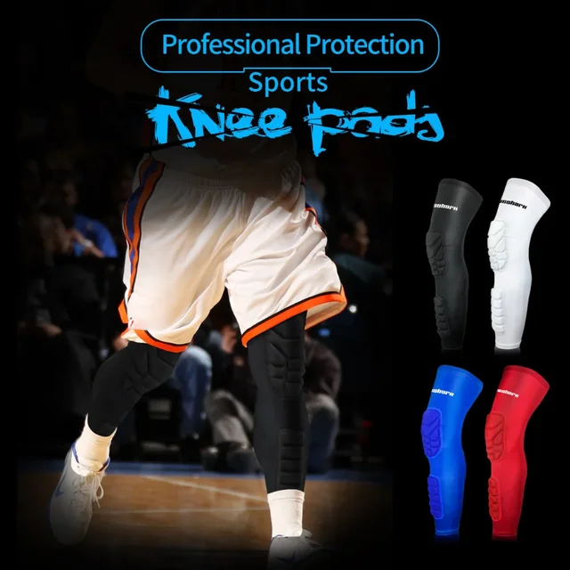 1 Pair Compression MTB Knee Pads Honeycomb Long Basketball Leg Sleeve Men Women Teens Sport Calf Knee Brace Soccer Gym Leggings