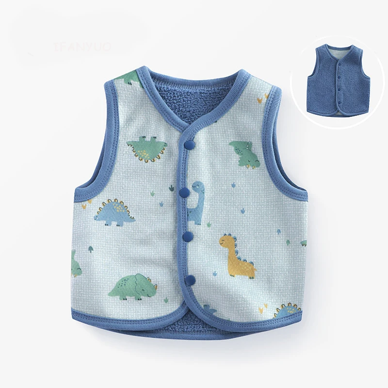 Autumn Winter Double-sided Baby Kids Vests Plush Thickened Children Boys Girls Outerwear Vest