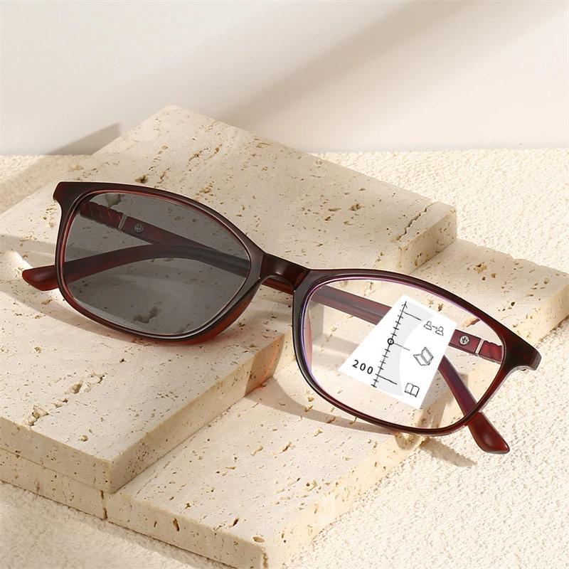 Multifunctional Progressive Multifocal Reading Glasses Vintage Small Frame Photochromic Glasses Men Women Far Sight Eyewear 3