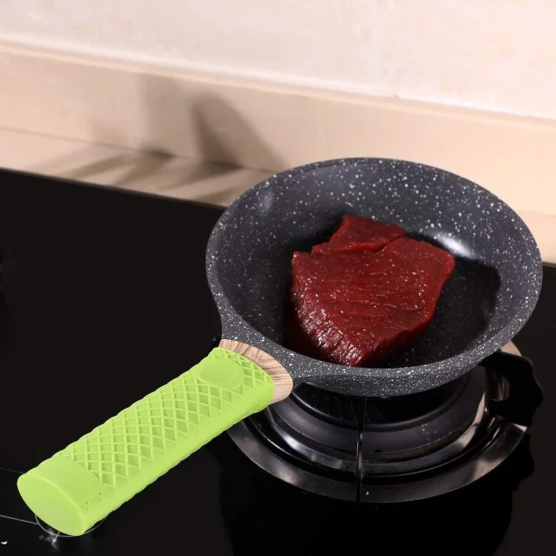Pot handle grip pad Silicone Hot Handle Holder Potholder Rubber Pot Handle Sleeve for Cast Iron Pans Metal Frying Pans Skillets Coaster Brushe Cover
