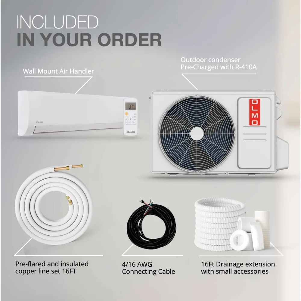 12,000 BTU, 110/120V, 17.4 SEER2, Pre-charged Ductless Mini Split Air Conditioner with Heat Pump Including 16ft Installation Kit 3
