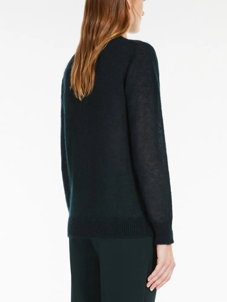 

2022 Autumn Women's Mohair Sweater Round Neck All-Match Letter Print Pullover Long Sleeve Loose Jumper for Female