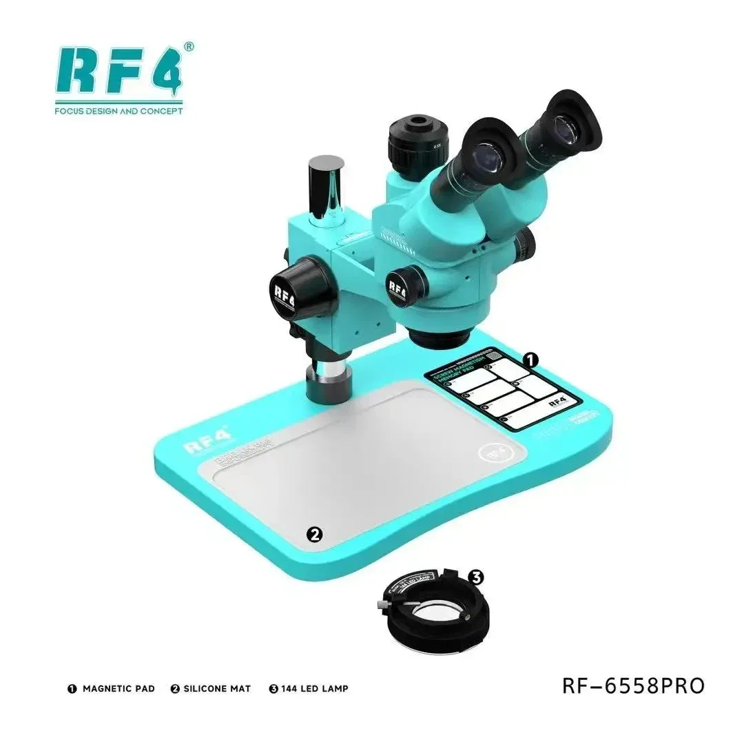 RF4 6558PRO 2K/4K 1080P USB HDMI 비디오 디지털 삼안 현미경 카메라 6.5-58X C 마운트 렌즈 수리 납땜 용 대형베이스