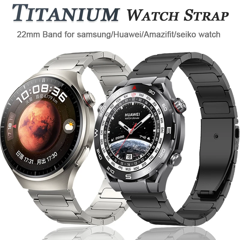 

22mm Titanium metal band for Huawei Watch 4 GT 2/3 46mm Pro ultimate luxury men bracelet for Samsung Galaxy Watch 3 45mm Gear s3