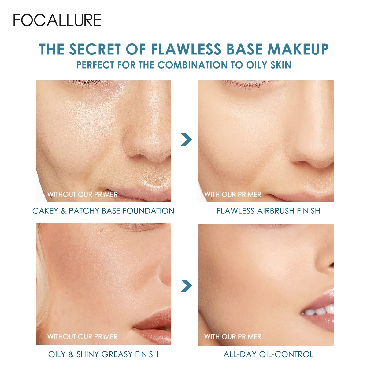 FOCALLURE makeup primer Long-lasting Oil Control Face Gel High Coverage Invisible Pore-Blurring Smooth Foundation Base