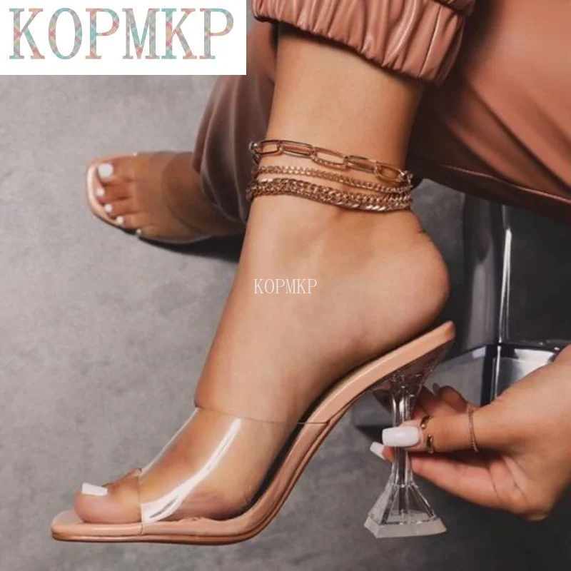 PVC Women Shoe High Heels Open Toe Beach Transparent Heels Ladies Sandals Size 36-43