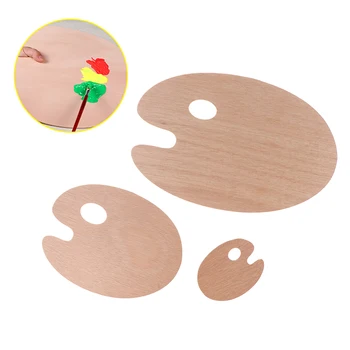 Wooden Paint Palette With Thumb Hole Watercolor Pallet Wood Painting Palette Color Mixing Oval Square Oil Paint Tray Palette 1