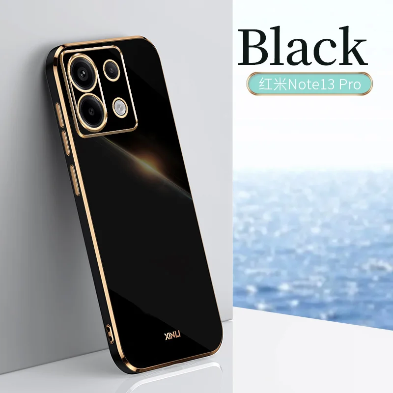 For Xiaomi Redmi Note 13 Pro 4G Case Luxury Plating Square Protect For Mi Poco X6 5G Poko Little Silicone Shockproof Back Cover