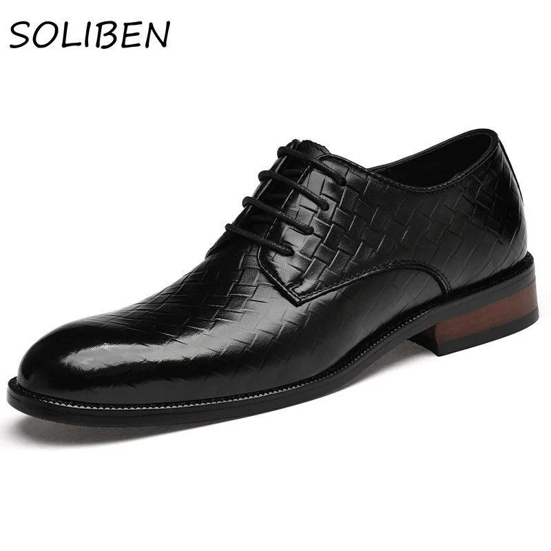 

Men's Dress Shoes Genuine Leather Men's Casual Bussiness Shoes Lace-up High Quality Men's Formal Dress Shoes Wedding