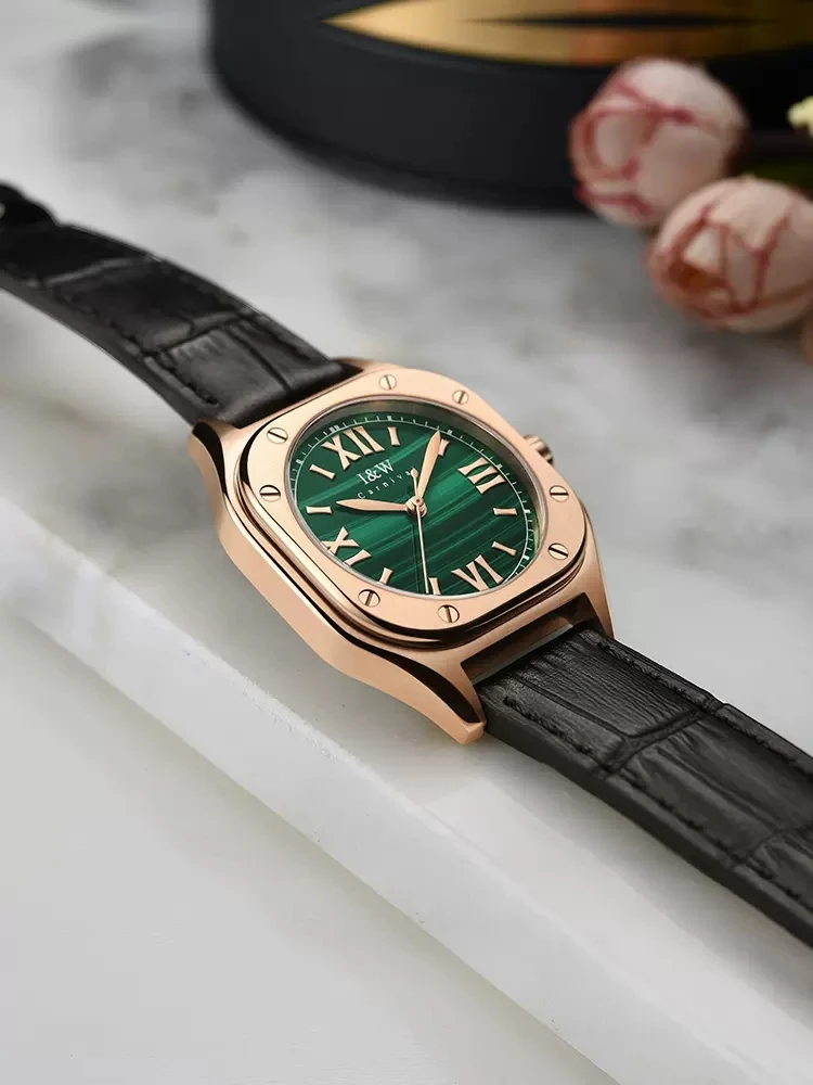 Carnival High Quality Classic Retro Women's Square Green Quartz Watch Women's Clock Luxury Style Sapphire Crystal Wristwatch