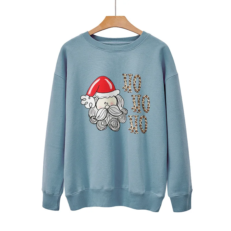 YRYT Christmas new Santa Claus printed street pullover spring and autumn winter crewneck loose casual hoodie top