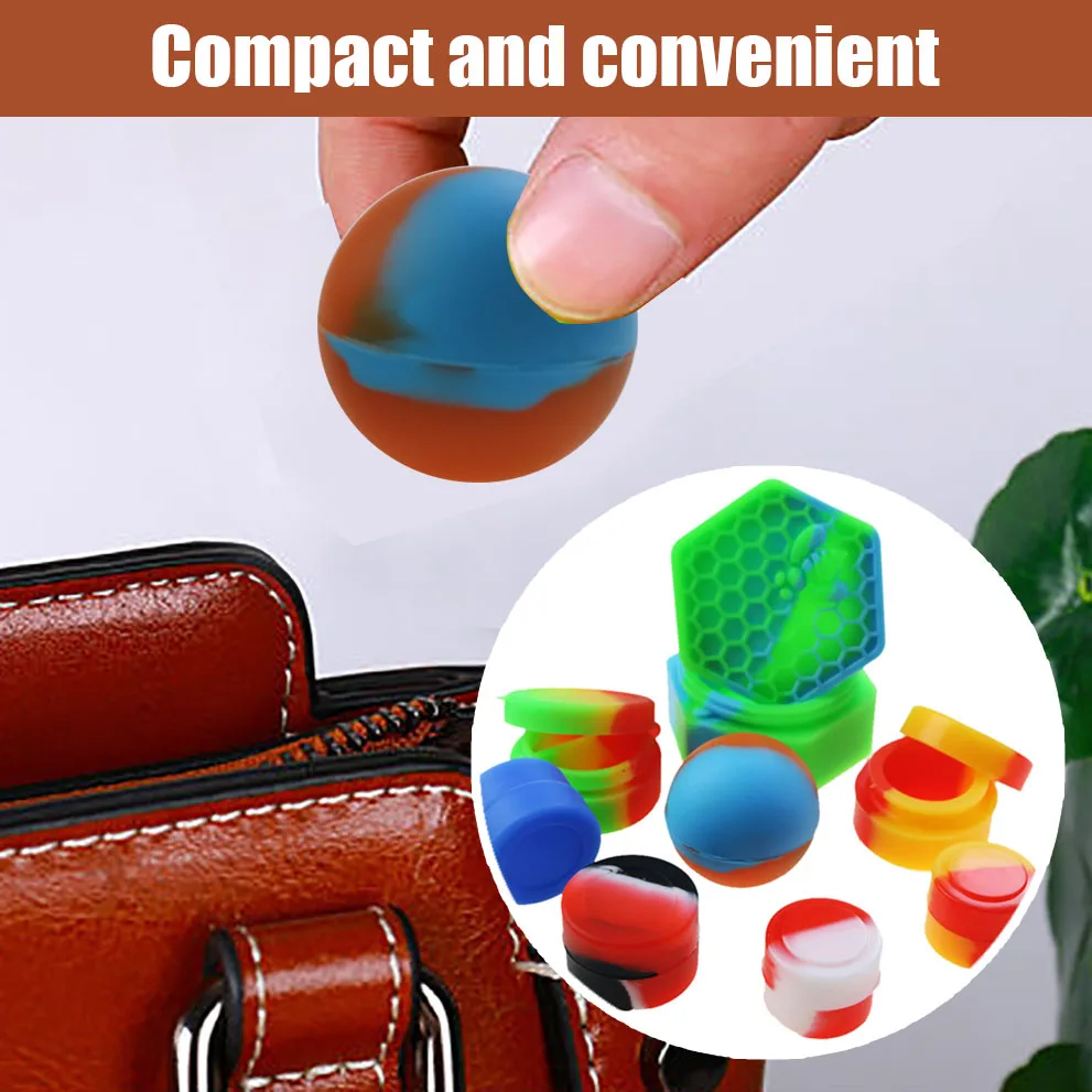 Storage Jar 2/3/5/7/25ML Nonstick Silicone Container Non-stick Oil Wax Storage Box Silicone Jar Travel Face Cream Liquid Ointment Container Refillable Bottles