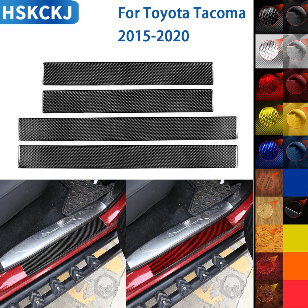 

Аксессуары из углеродного волокна для Toyota Tacoma 2015-2020, внутренняя пороговая полоса автомобиля, панель, крышка, отделка, наклейка, украшение