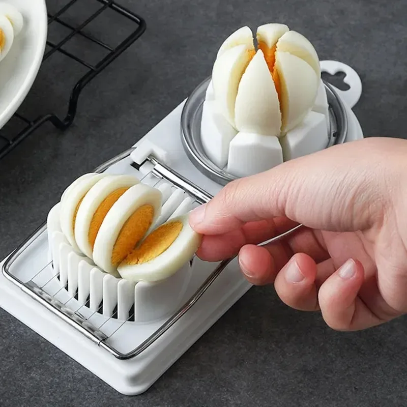 2 in 1 Multifunctional Egg Slicer Stainless Steel Egg Cutter Sectioner Mold Flower-Shape Luncheon Meat Cutter