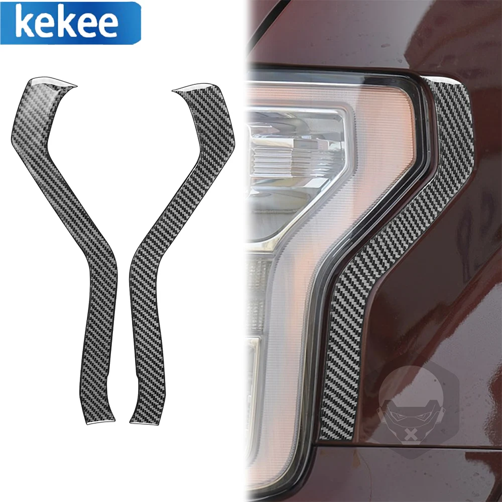 

For Ford F150 Raptor 2015-2020 Real Carbon Fiber Trim Sticker Car Front Light Eyebrow Auto Decorative Protection Accessories