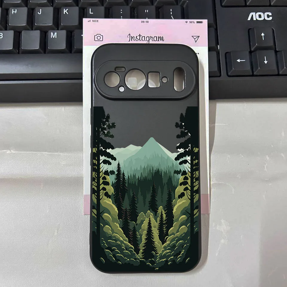 Enhanced Sunset Mountain Landscape Phone Case – Soft Black Protector Cover