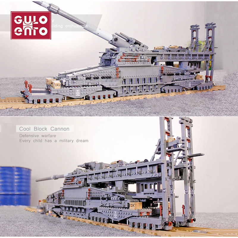 3846+PCS World War II German Schwerer Gustav Model MOC Building Block RU  TM-3-12 Railway Children's Assembled Toy Birthday Gift