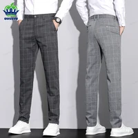High Quality Autumn Plaid Suit Pants Men Fashion Business Solid Color Office Slim Long Casual Trousers Male Brand Clothing 28-38 1