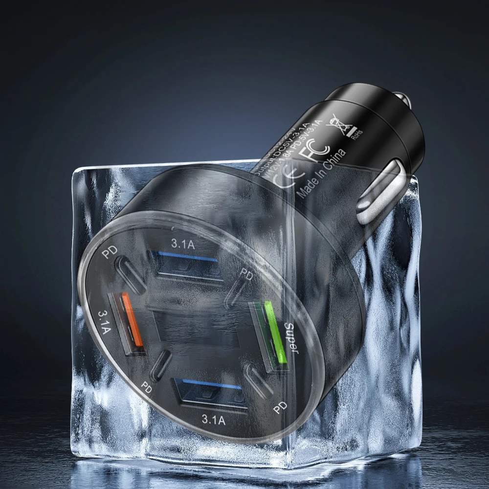 8Ports Car Charger Fast Charging PD QC3.0 USB C Car Phone Charger Type C Adapter in Car For iPhone Samsung Huawei Xiaomi